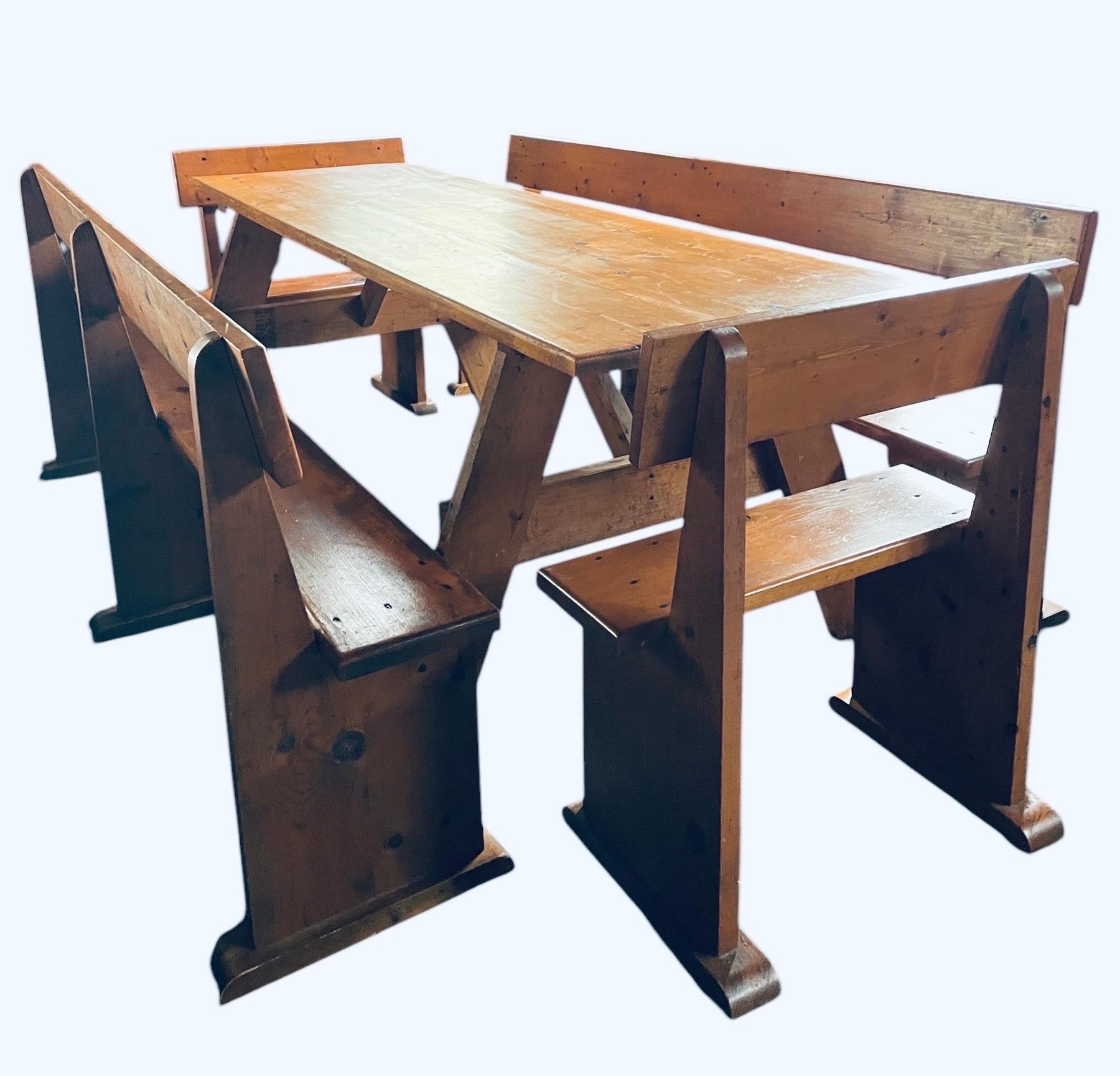 American Craftsman Gerald McCabe Style Dining Set Table Dining Table Breakfast Nook Dining Set For Sale