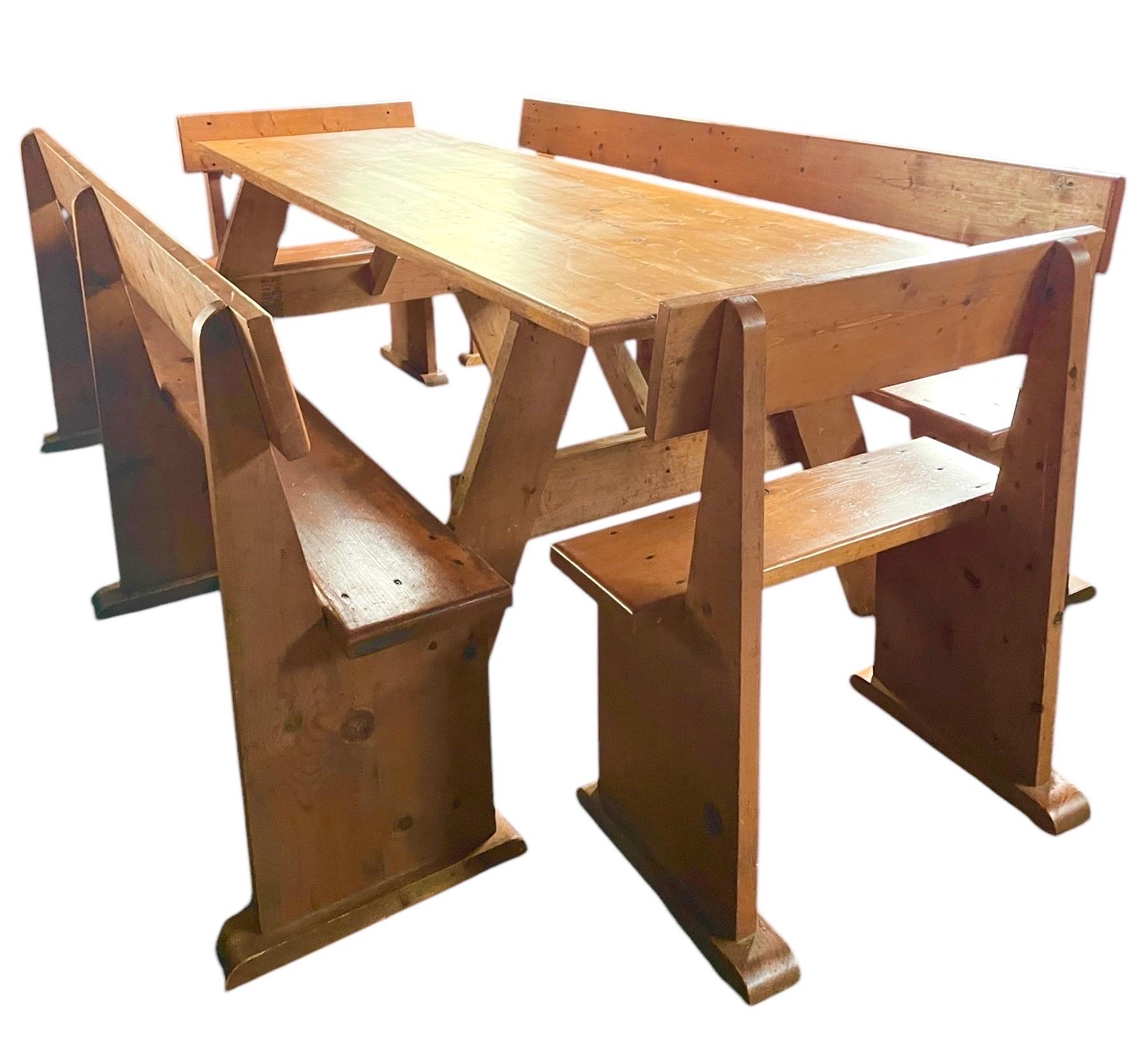 20th Century Gerald McCabe Style Dining Set Table Dining Table Breakfast Nook Dining Set For Sale