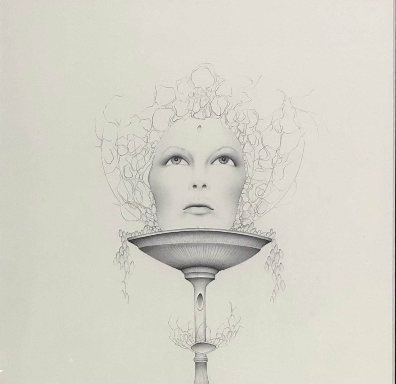 French Surrealist Lithograph Signed Gerald Moreno For Sale
