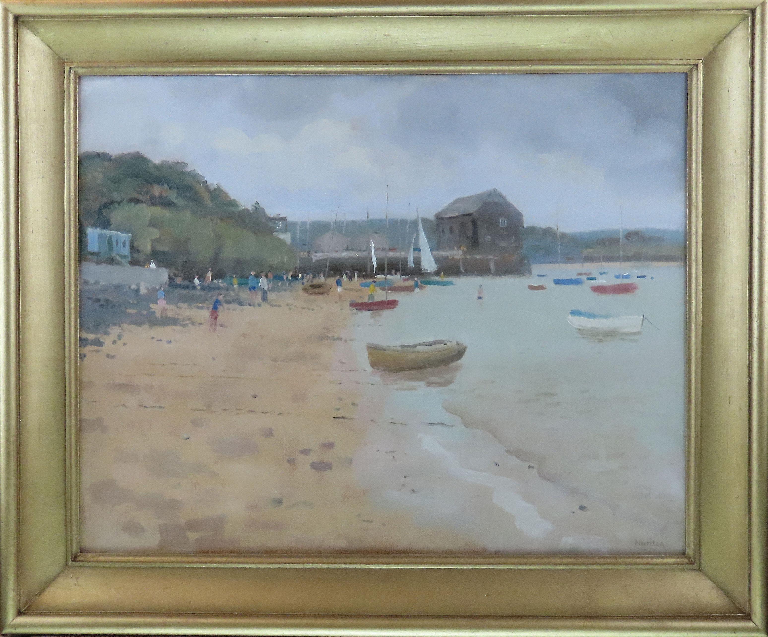 Gerald Norden Landscape Painting – Original Öl auf Leinwand. GERALD NORDEN, "An der Küste von Kent"