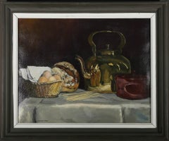 Gerald Robert Tucker (b.1932) - Oil, Still Life of a Copper Kettle and Bread