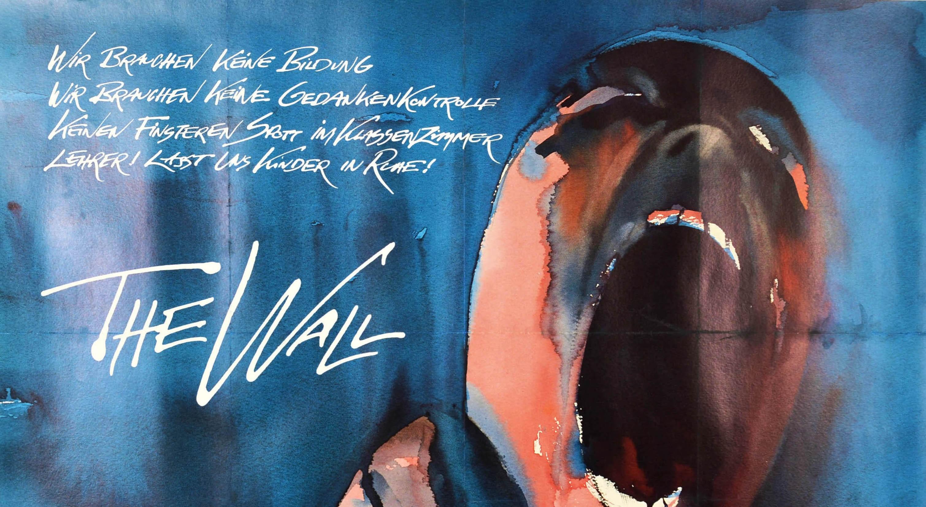 Affiche vintage d'origine Pink Floyd Another Brick In The Wall Rock Music, Film d'art - Bleu Print par Gerald Scarfe