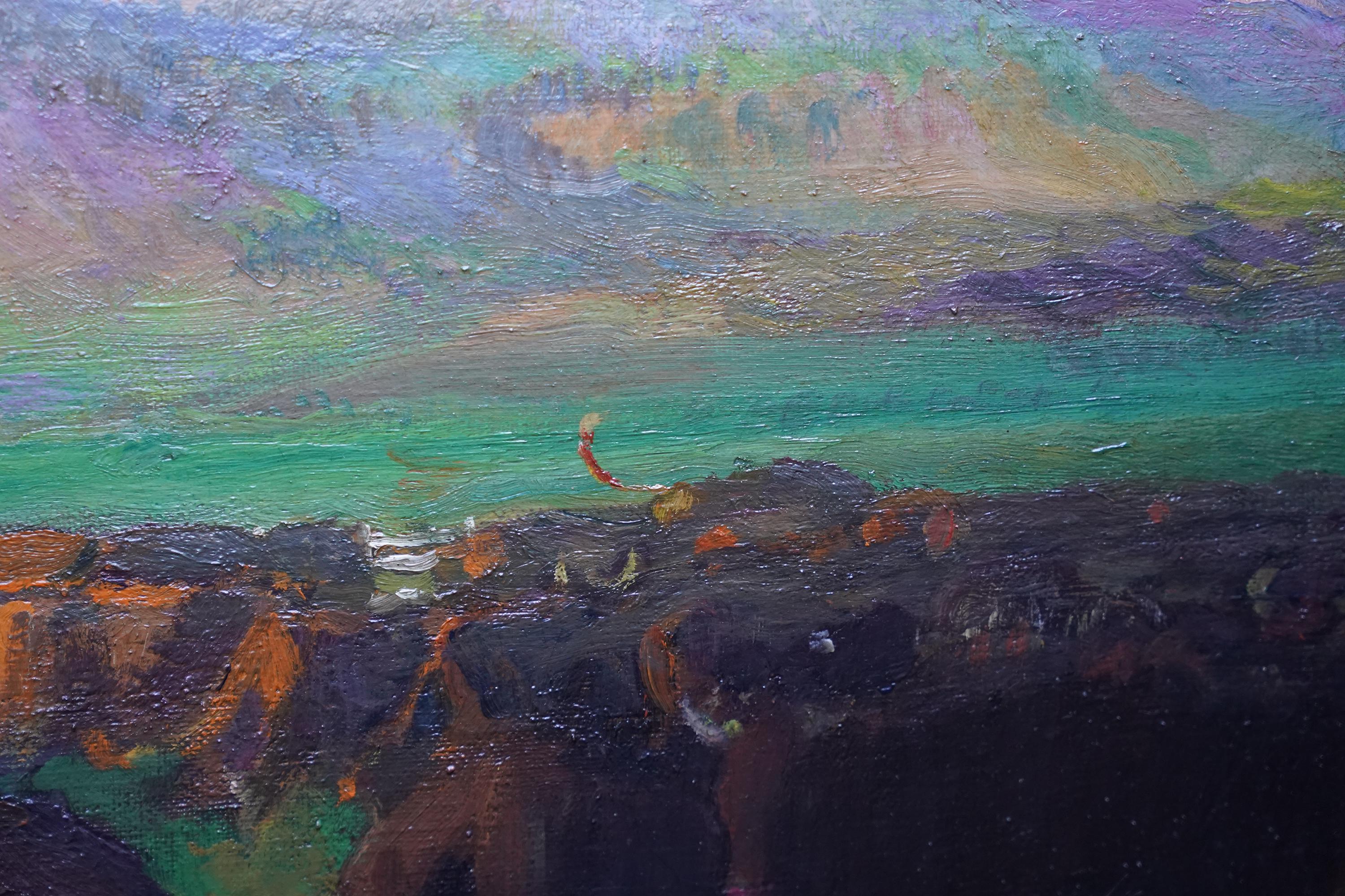 Cattle in a Landscape North Africa - British 20s Post Impressionist oil painting For Sale 3