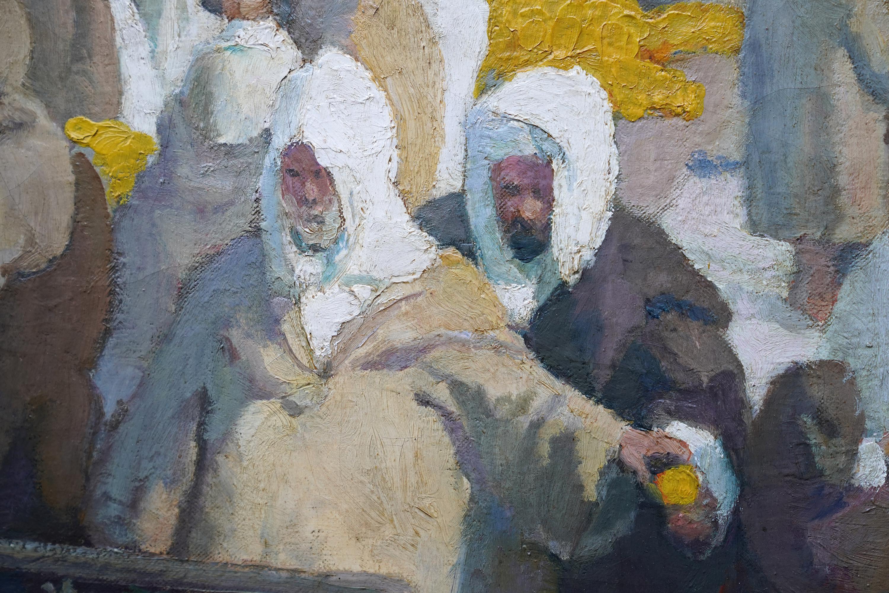 Tangiers Zitronenmarkt - Britisches orientalisches figurales Ölgemälde aus den 1920er Jahren  (Post-Impressionismus), Painting, von Spencer Pryse