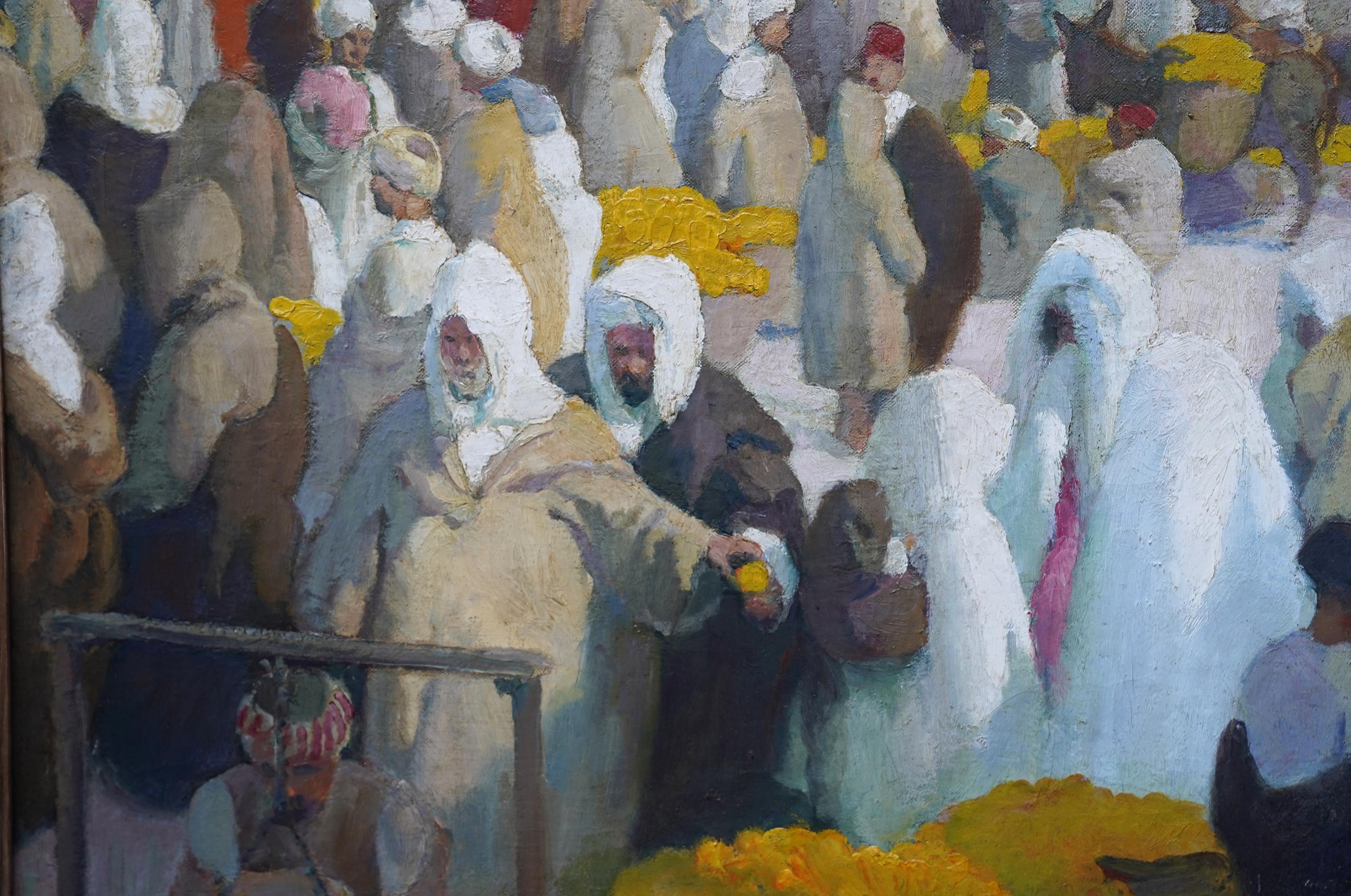 Tangiers Lemon Market - British 1920's Oriental Figural art oil painting  For Sale 2