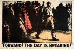 Affiche ancienne d'origine « Forward The Day Is Breaking » (Le jour est de la démocratie britannique), Labour Party