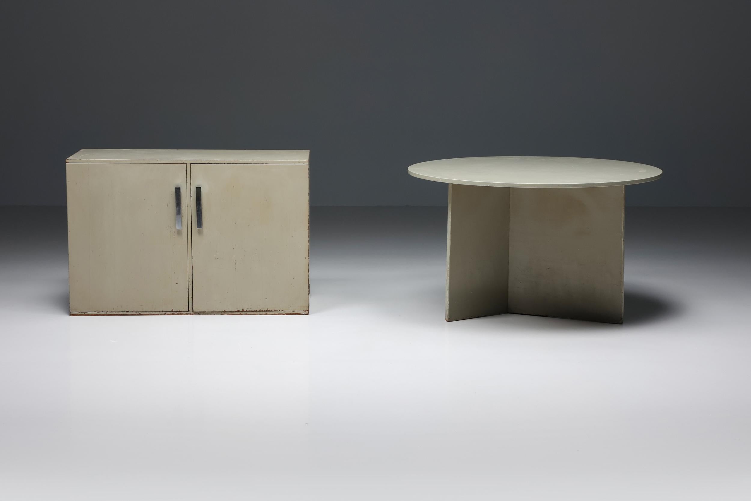 Modernistisches Sideboard von Gerald Summers, grau lackiertes Holz, 1930er Jahre im Angebot 7