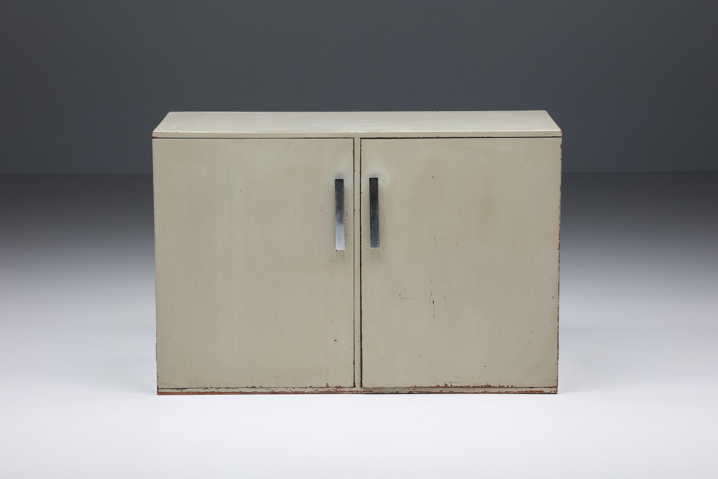 Mid-Century Modern Gerald Summers Modernist Side Board, Grey Painted Wood, 1930s For Sale