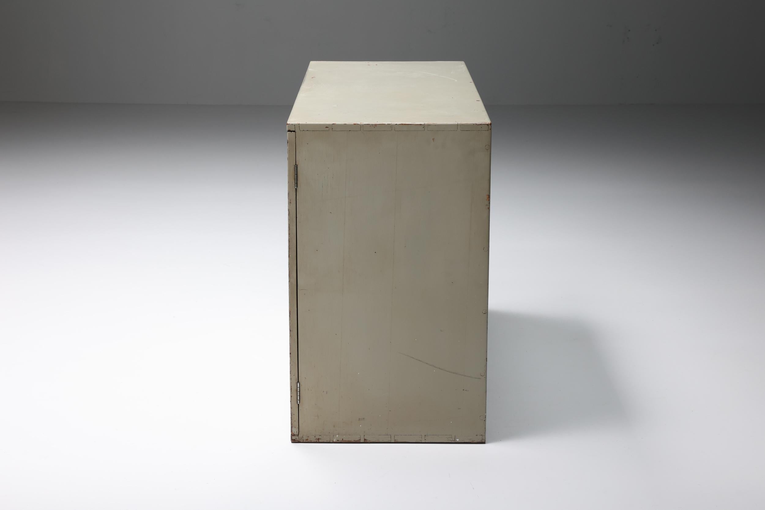 Metal Gerald Summers Modernist Side Board, Grey Painted Wood, 1930s For Sale