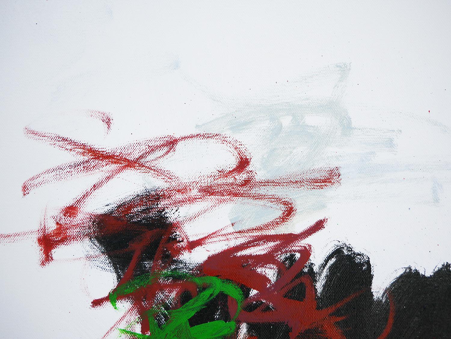 Großes rotes, schwarzes und grünes abstraktes expressionistisches Gemälde mit „Untitled 60“ im Angebot 5
