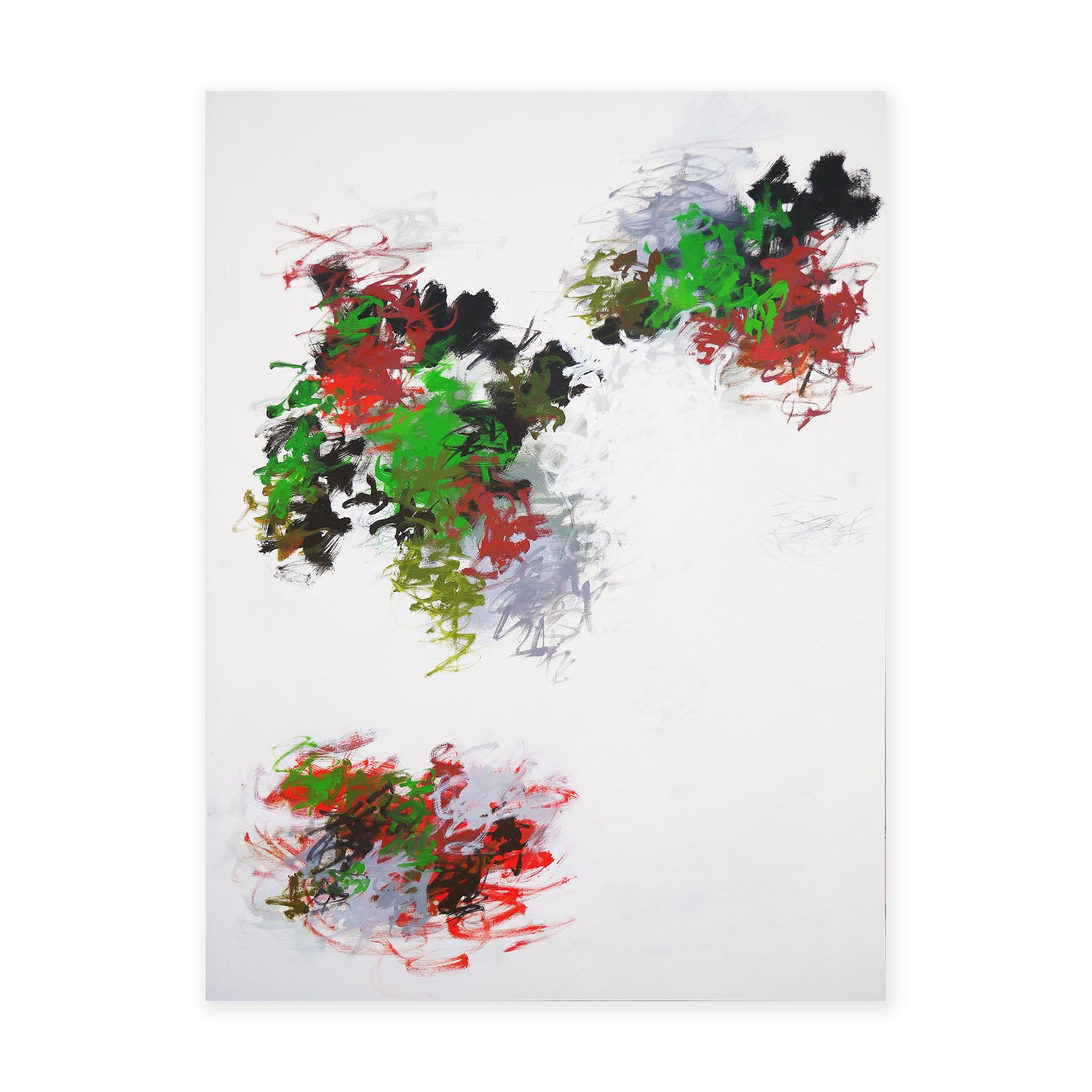 Großes rotes, schwarzes und grünes abstraktes expressionistisches Gemälde mit „Untitled 60“ – Painting von Gerald Syler