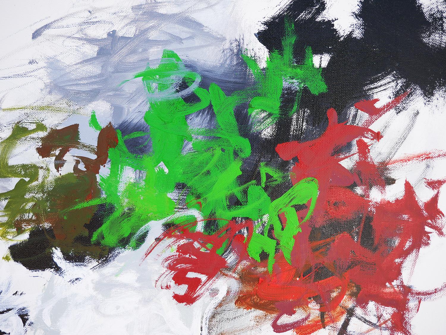 Großes rotes, schwarzes und grünes abstraktes expressionistisches Gemälde mit „Untitled 60“ im Angebot 2