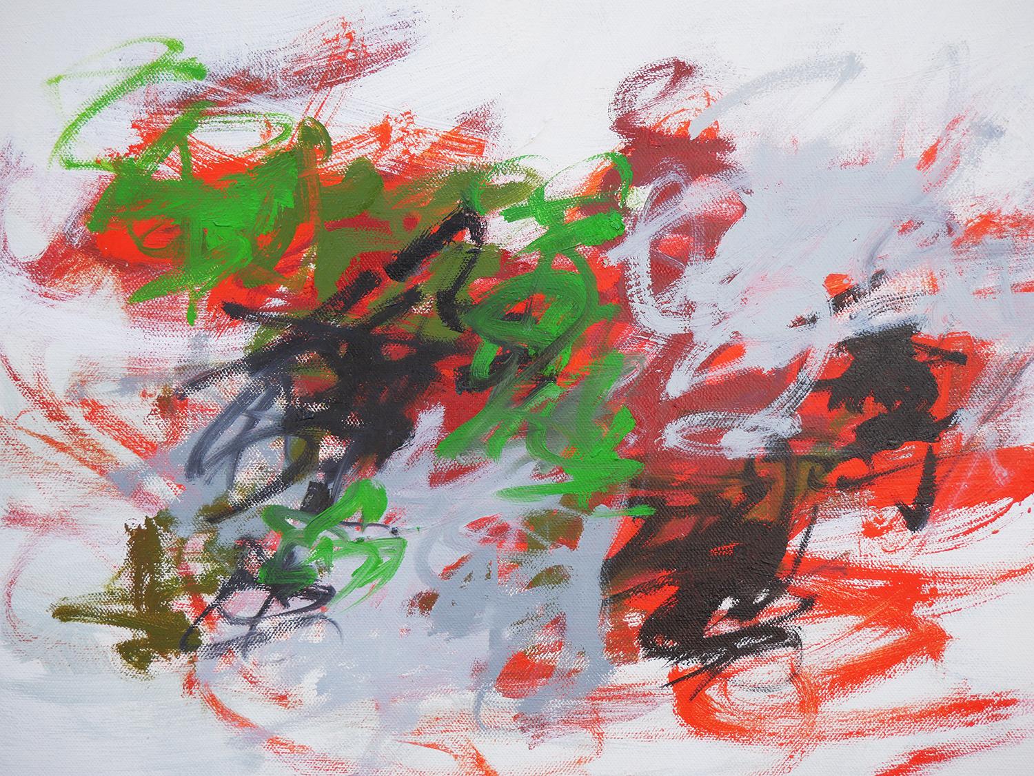 Großes rotes, schwarzes und grünes abstraktes expressionistisches Gemälde mit „Untitled 60“ im Angebot 3