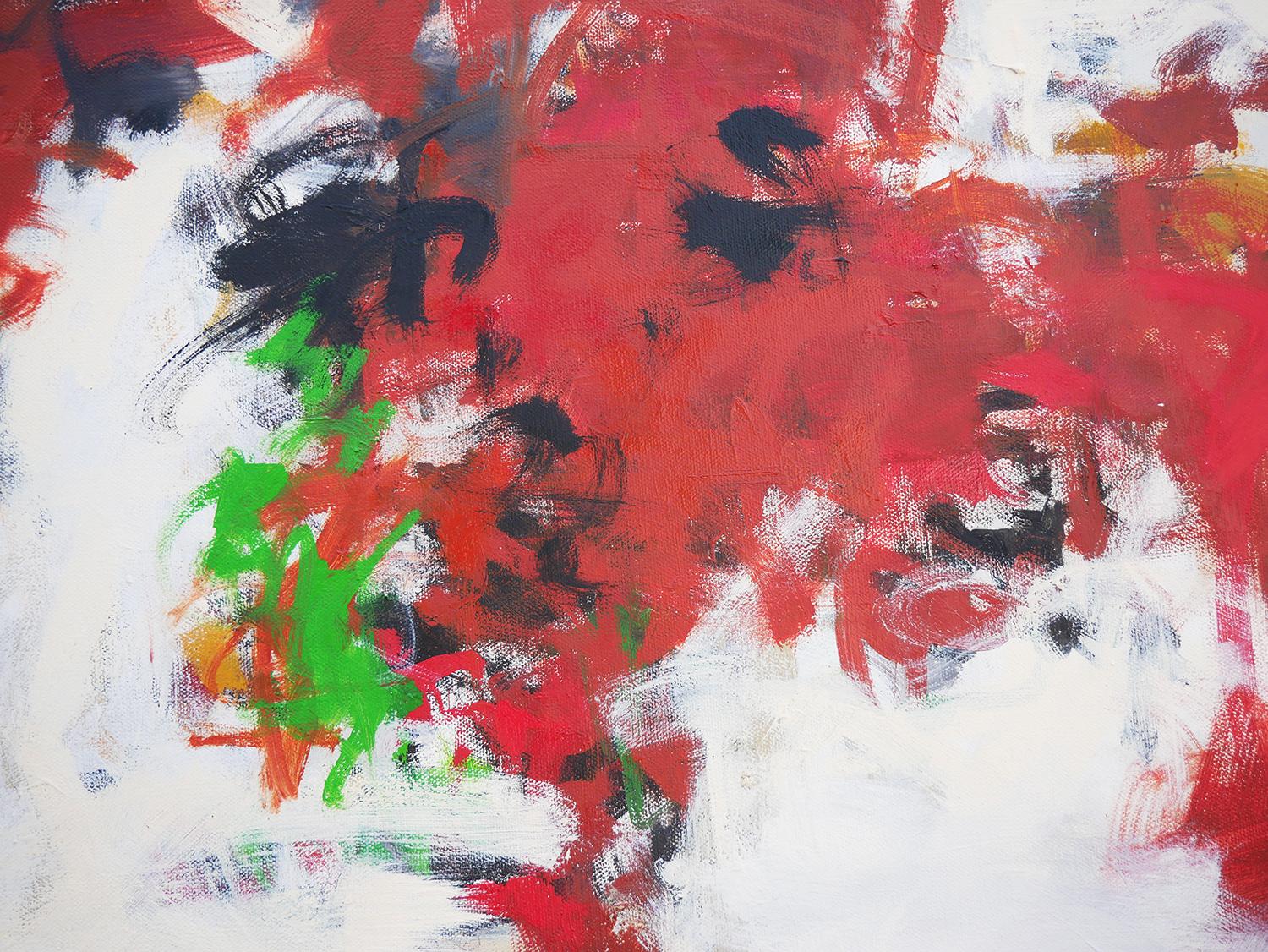 « Untitled 80 » - Grande peinture expressionniste abstraite rouge, noire et verte en vente 5