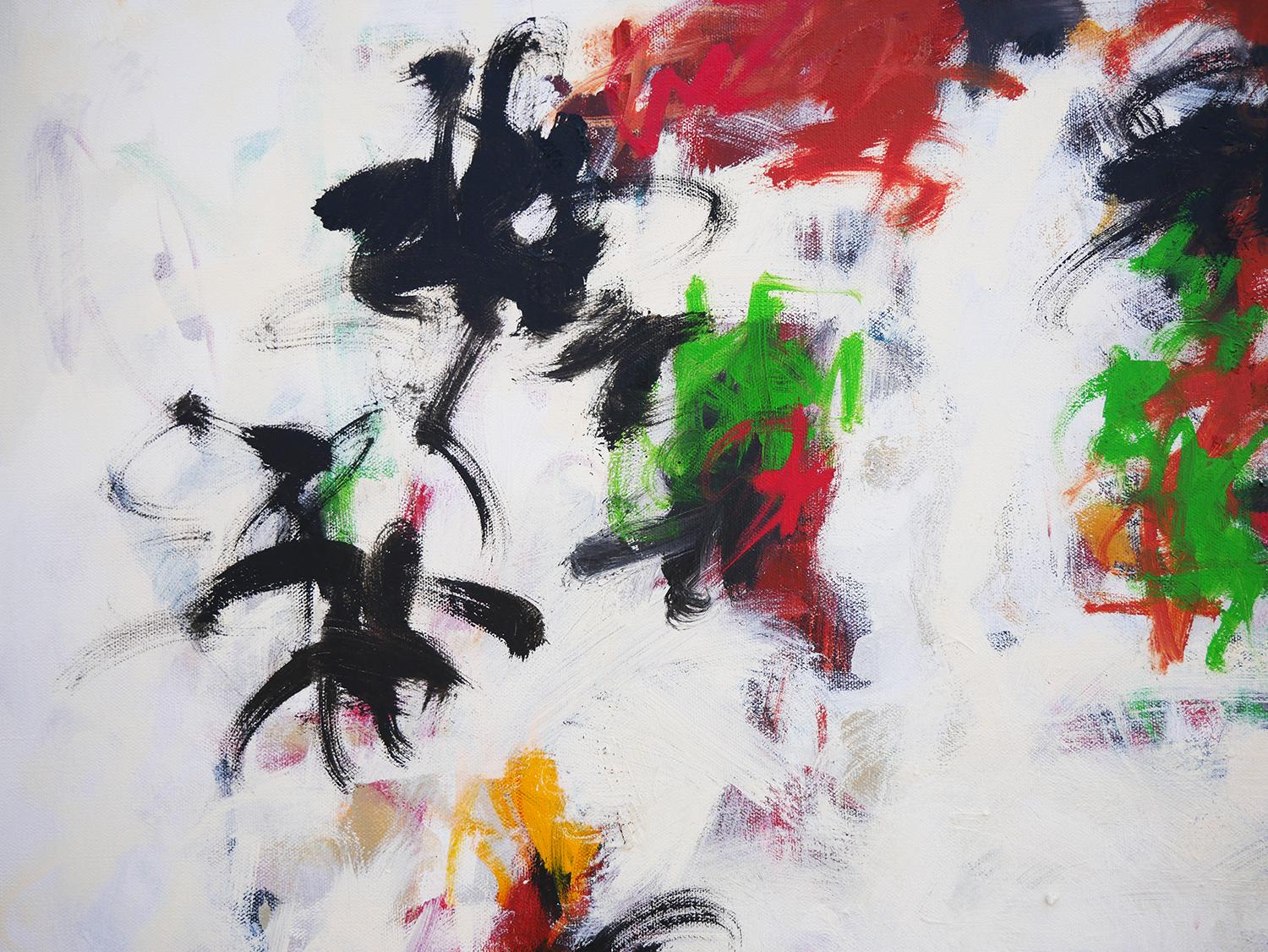 « Untitled 80 » - Grande peinture expressionniste abstraite rouge, noire et verte en vente 6