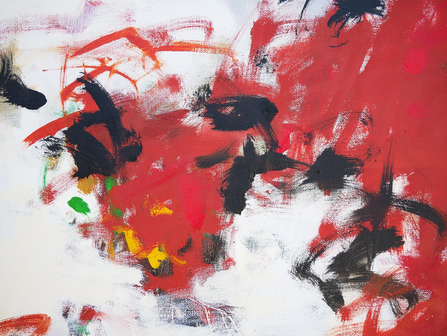« Untitled 80 » - Grande peinture expressionniste abstraite rouge, noire et verte en vente 7