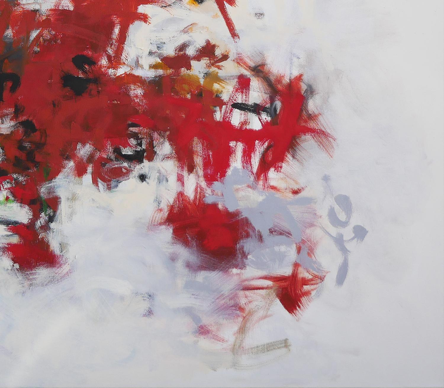 « Untitled 80 » - Grande peinture expressionniste abstraite rouge, noire et verte en vente 1
