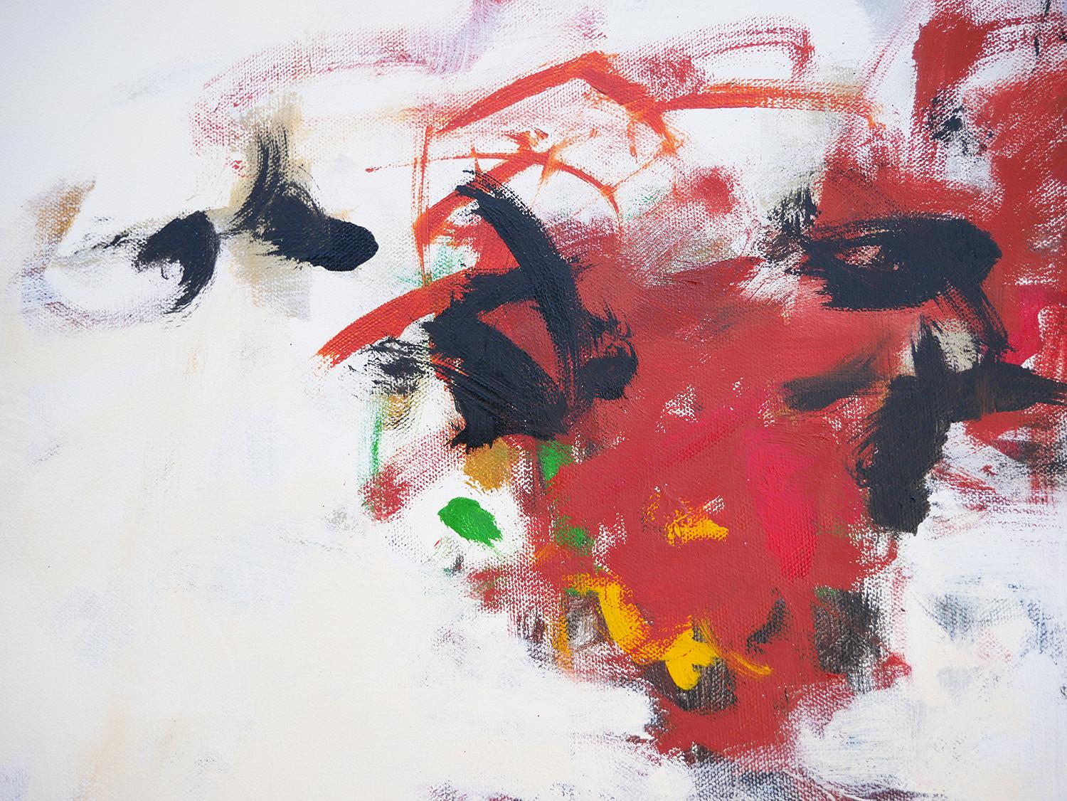 « Untitled 80 » - Grande peinture expressionniste abstraite rouge, noire et verte en vente 3