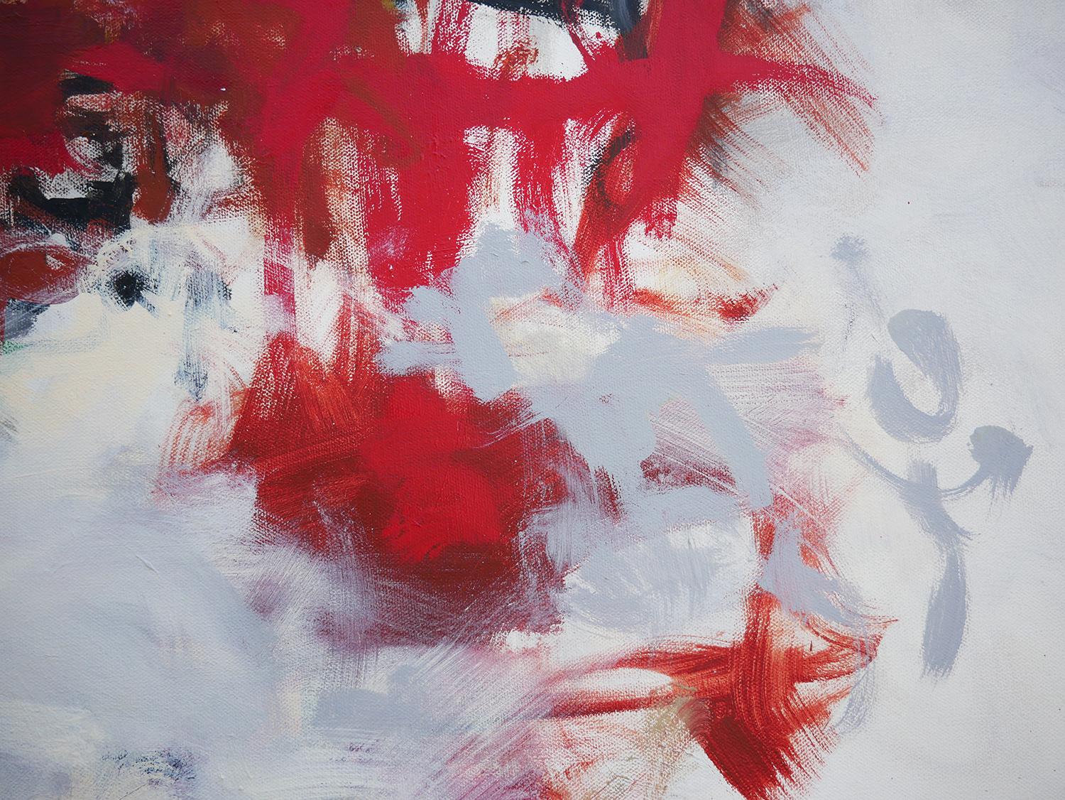 « Untitled 80 » - Grande peinture expressionniste abstraite rouge, noire et verte en vente 4