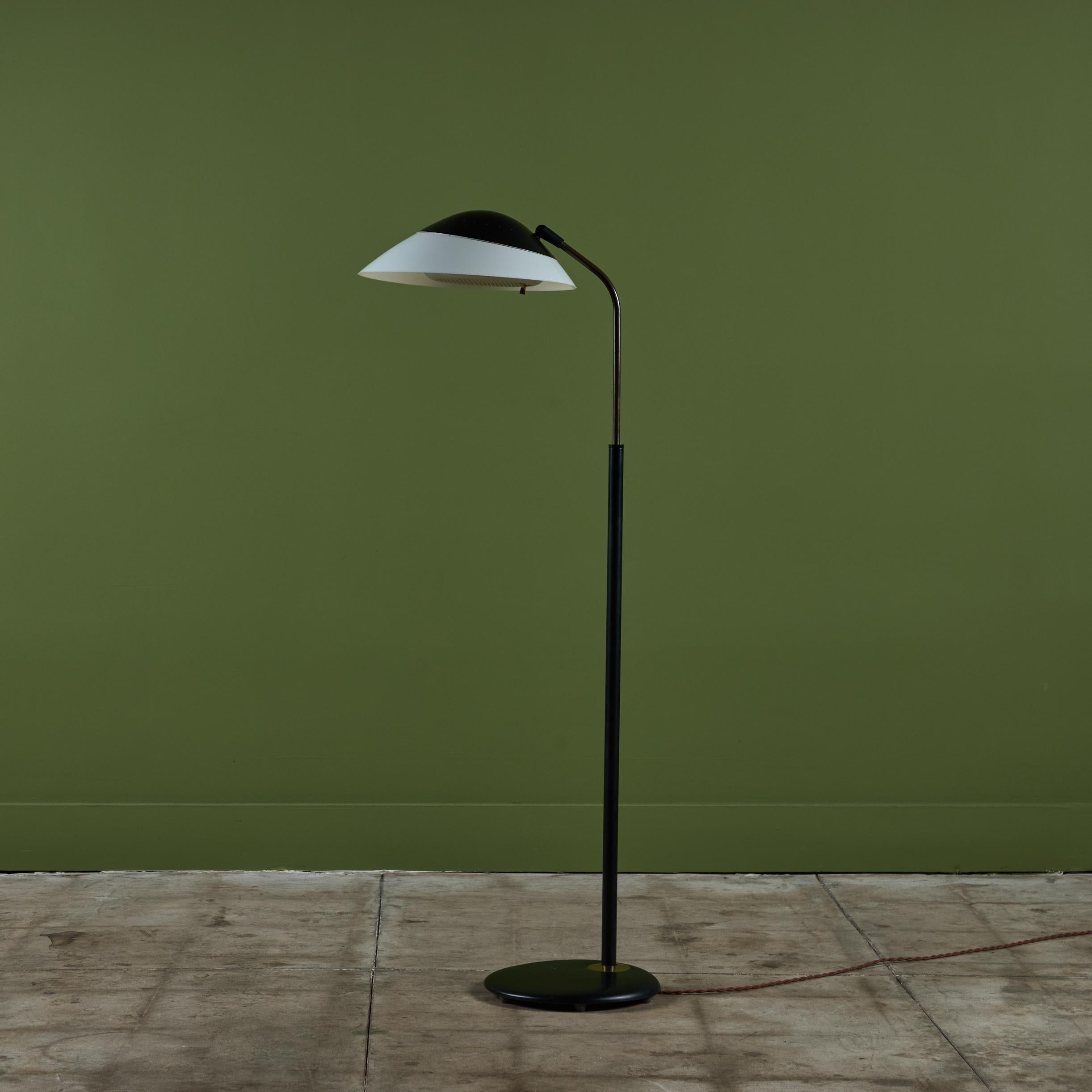 Gerald Thurston Black Enamel Floor Lamp with Pivoting Shade for Lightolier 2