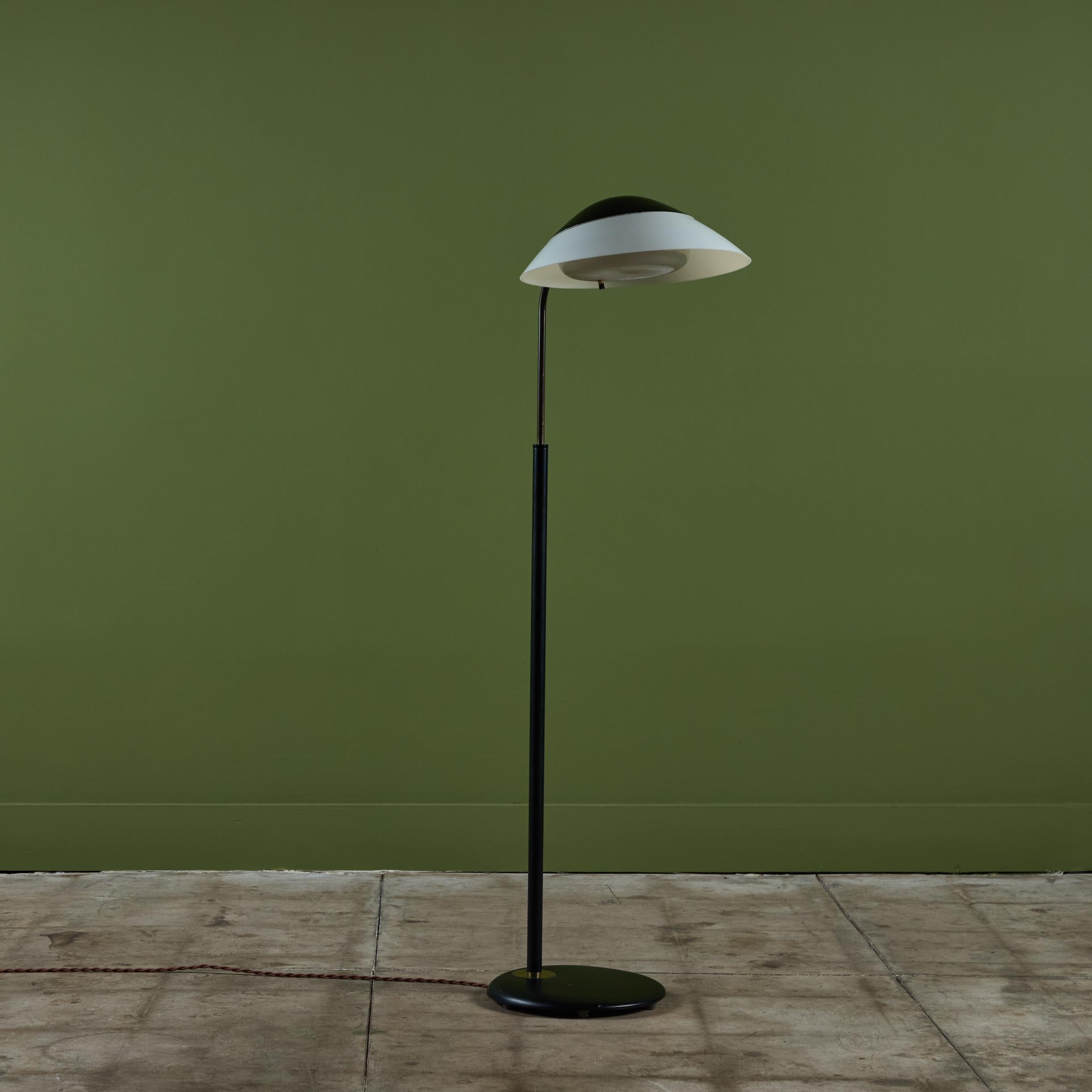 Gerald Thurston Black Enamel Floor Lamp with Pivoting Shade for Lightolier 3