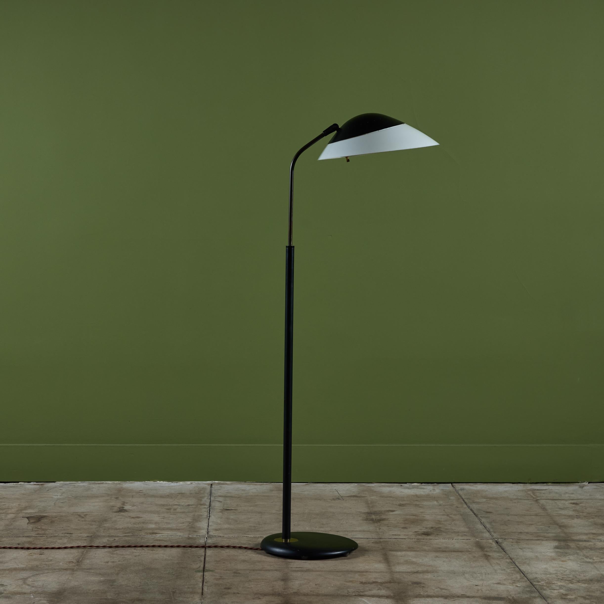 Gerald Thurston Black Enamel Floor Lamp with Pivoting Shade for Lightolier 4