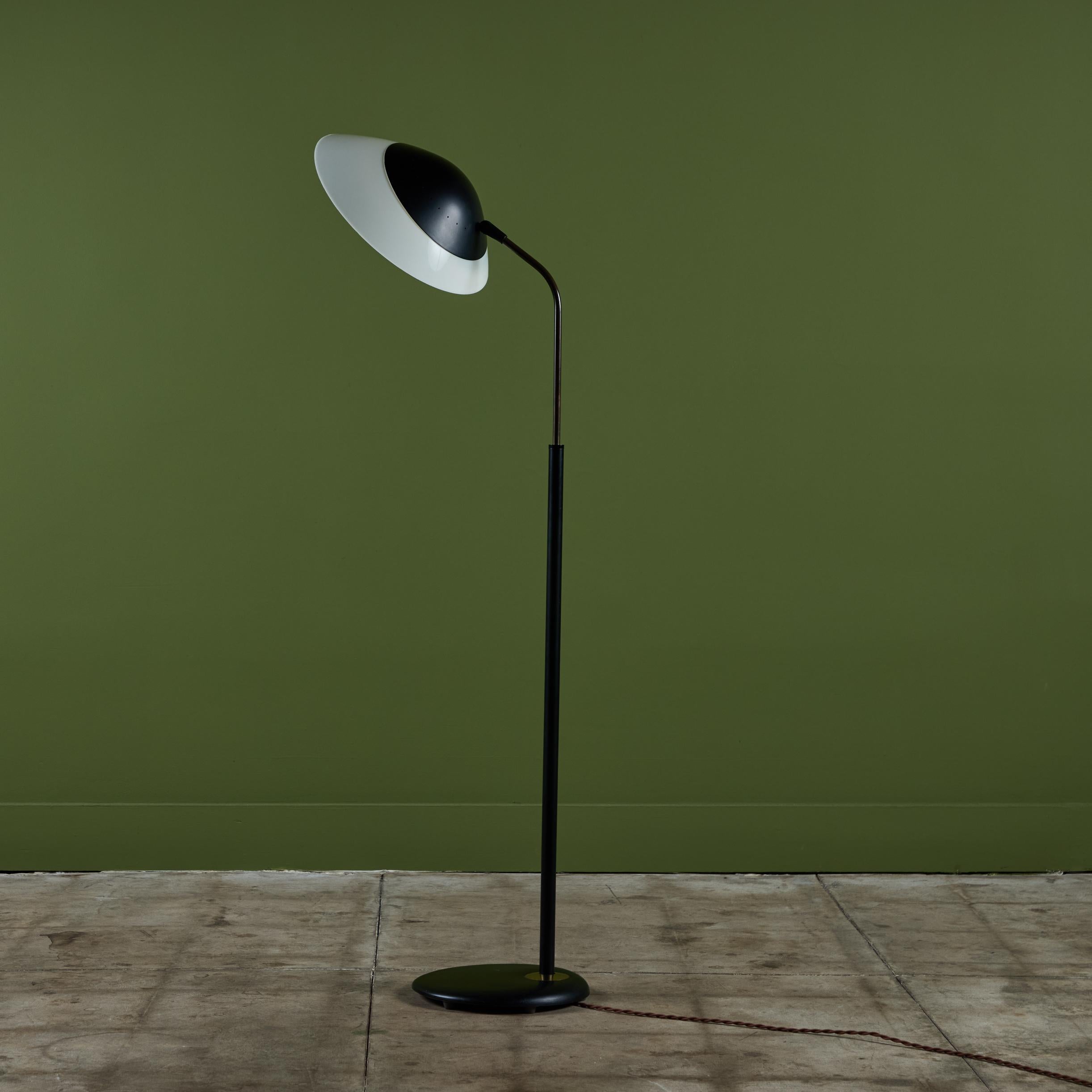 Gerald Thurston Black Enamel Floor Lamp with Pivoting Shade for Lightolier 5