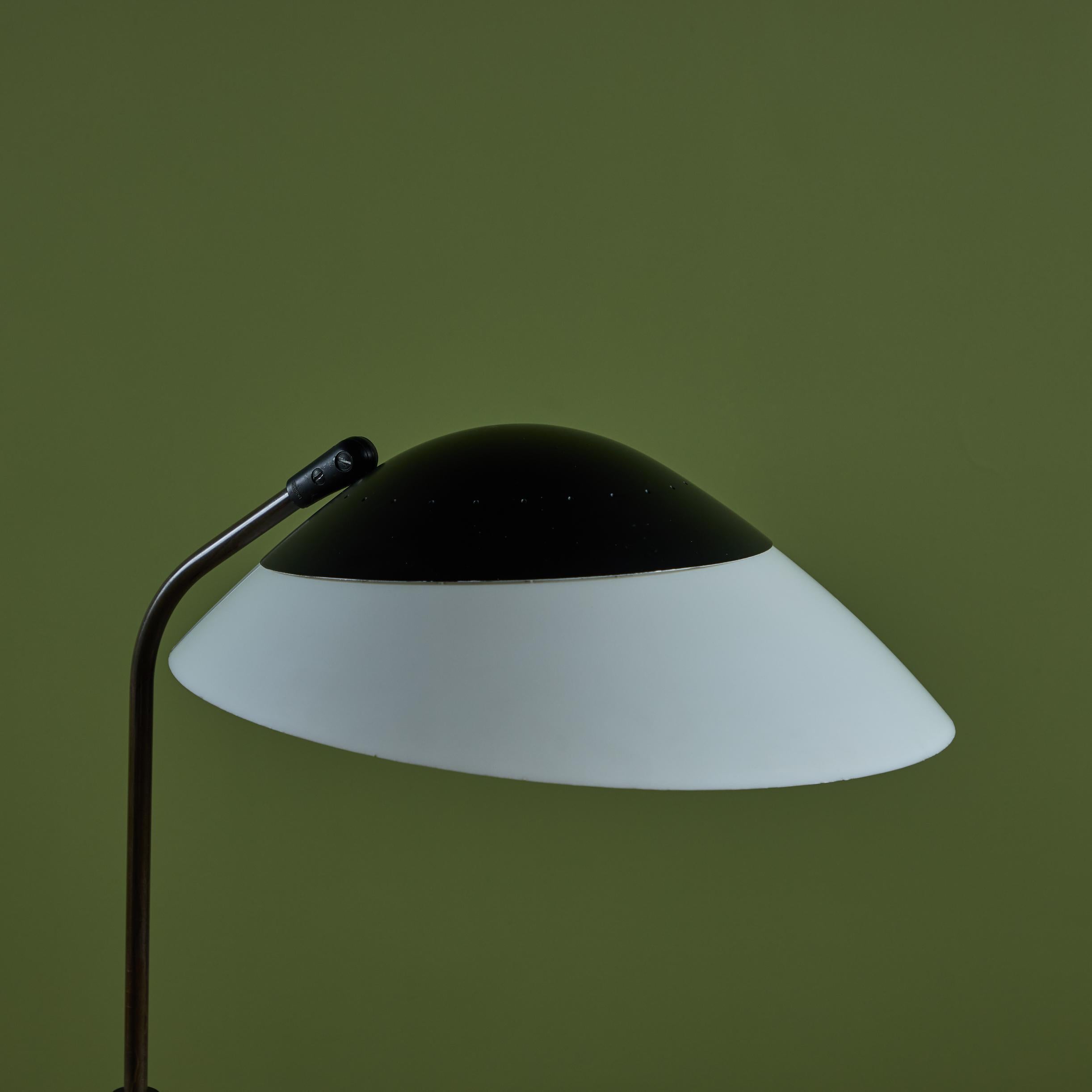 Gerald Thurston Black Enamel Floor Lamp with Pivoting Shade for Lightolier 12