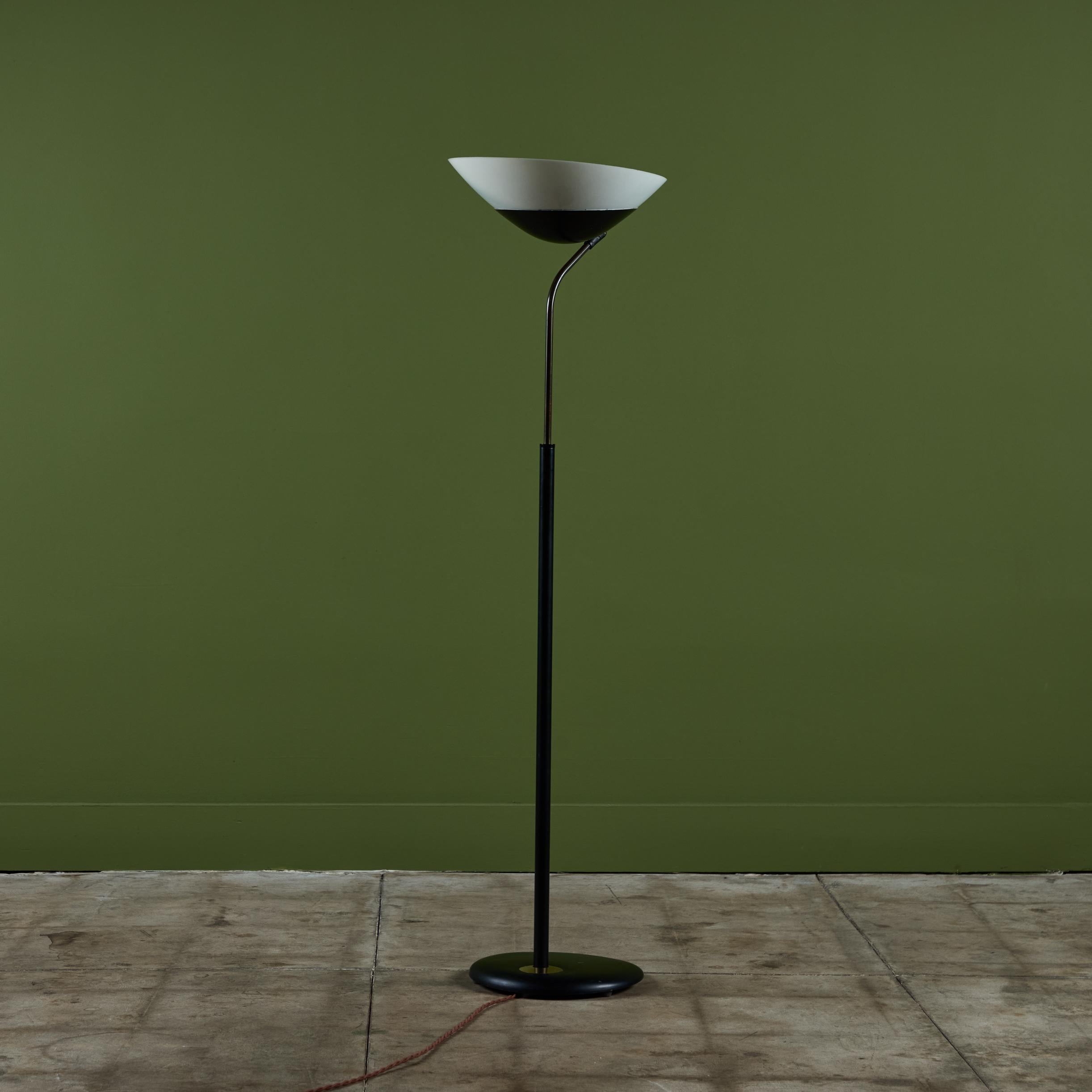 Steel Gerald Thurston Black Enamel Floor Lamp with Pivoting Shade for Lightolier