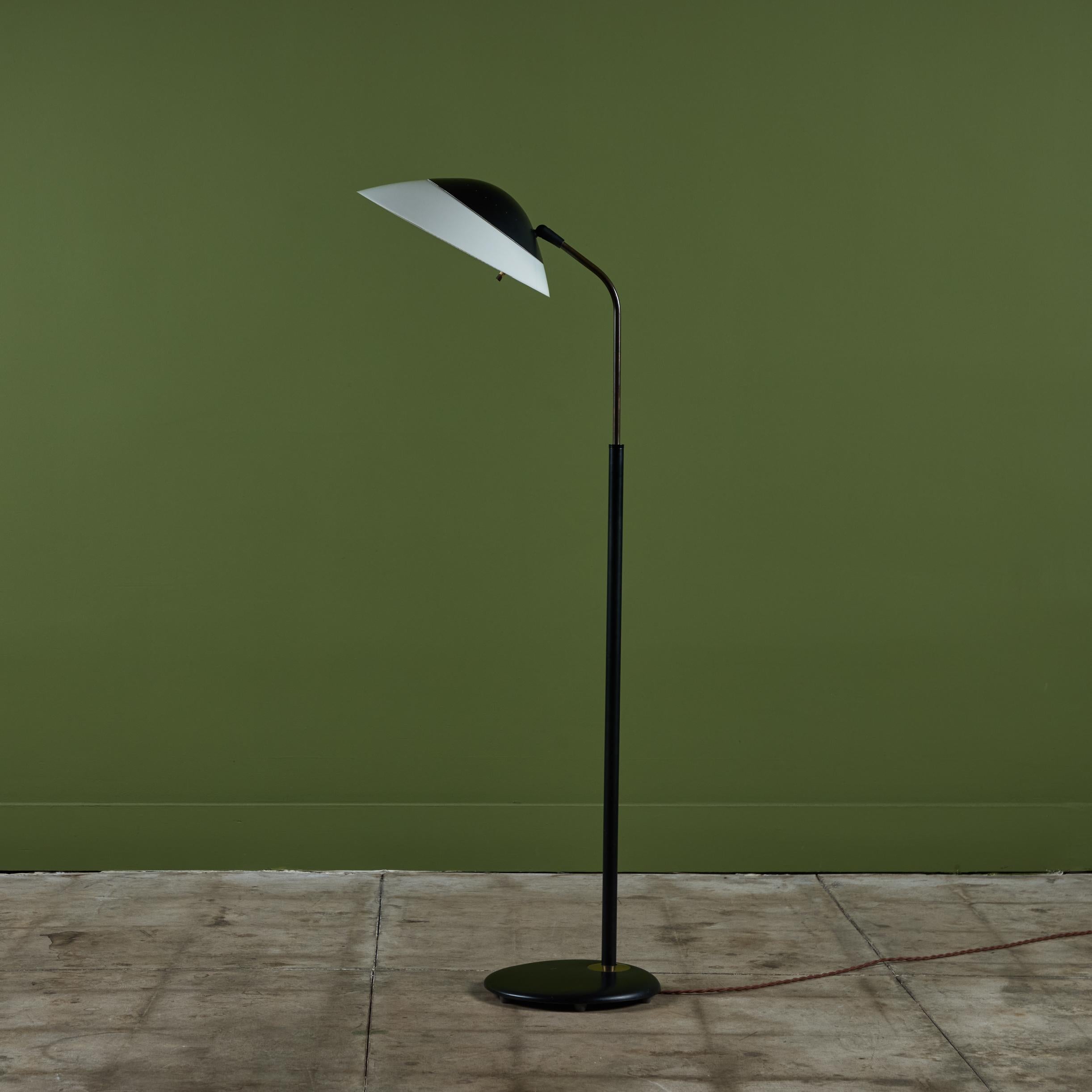 Gerald Thurston Black Enamel Floor Lamp with Pivoting Shade for Lightolier 1