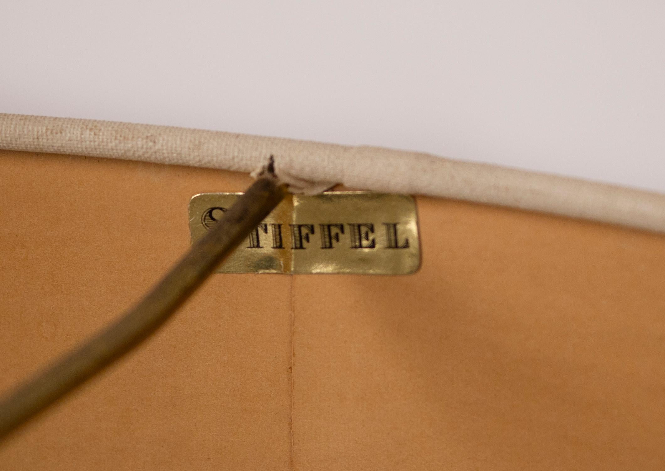 American Stiffel Table Lamp by Gerald Thurston Brass & Marble with Lacquered Cane Shade