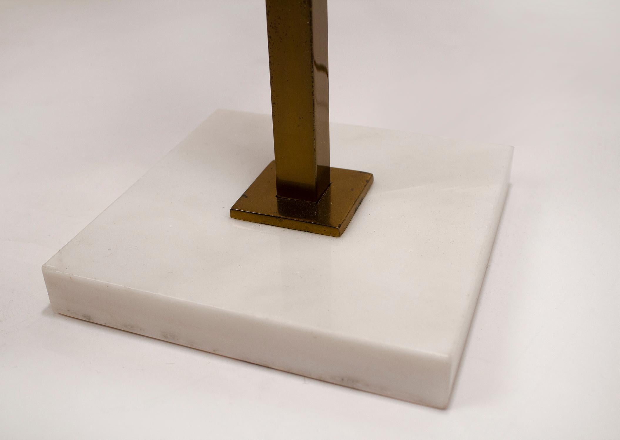 Stiffel Table Lamp by Gerald Thurston Brass & Marble with Lacquered Cane Shade 2