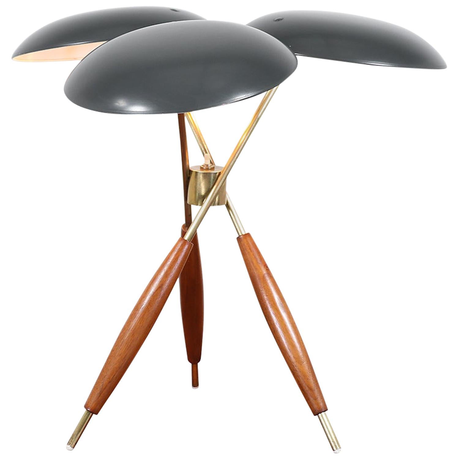 Gerald Thurston Brass Tripod Table Lamp for Lightolier Co.