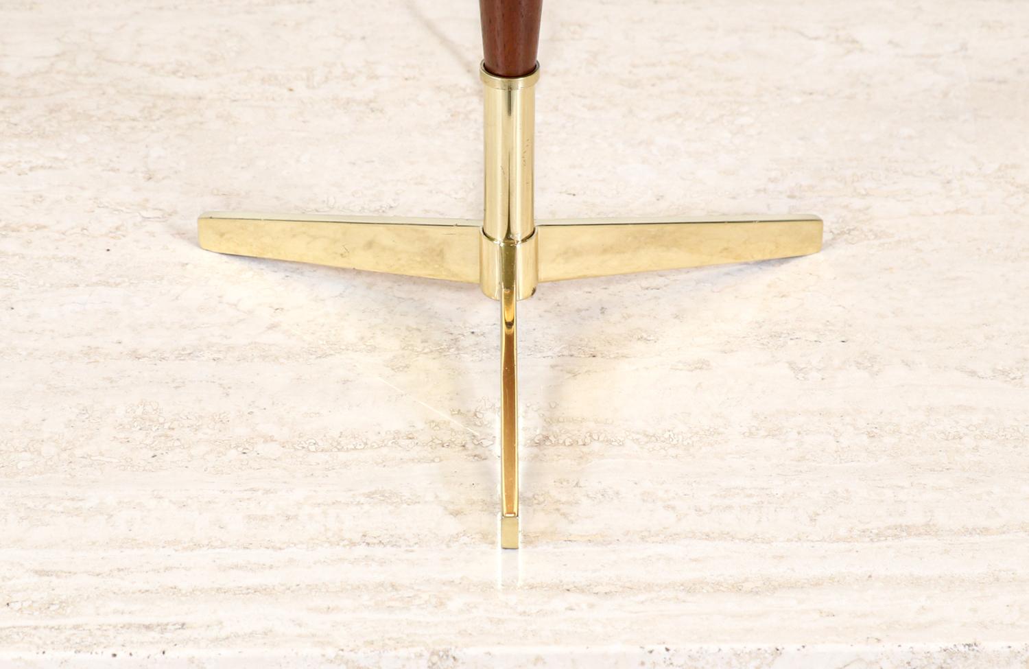 Mid-20th Century Expertly Restored - Gerald Thurston Brass Tripod Table Lamp with Walnut Accent For Sale