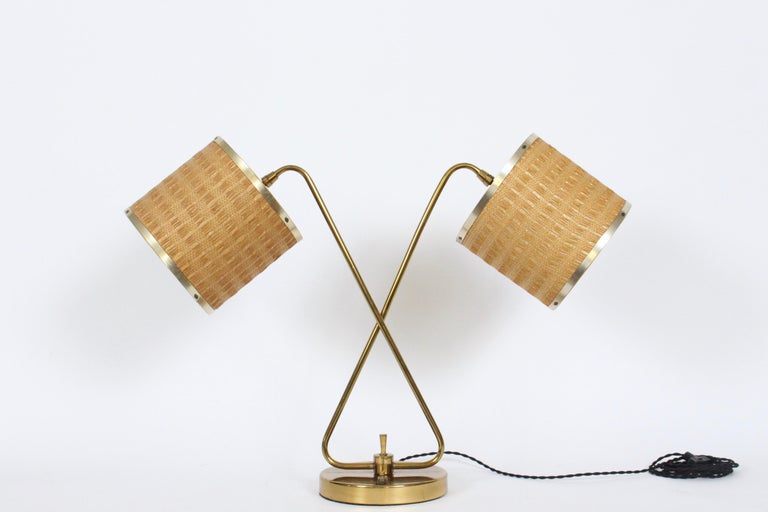 Gerald Thurston Dual Shade Brass Desk Lamp For Sale 5