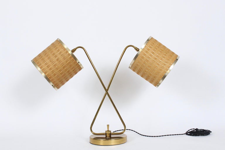 Gerald Thurston Dual Shade Brass Desk Lamp For Sale 10