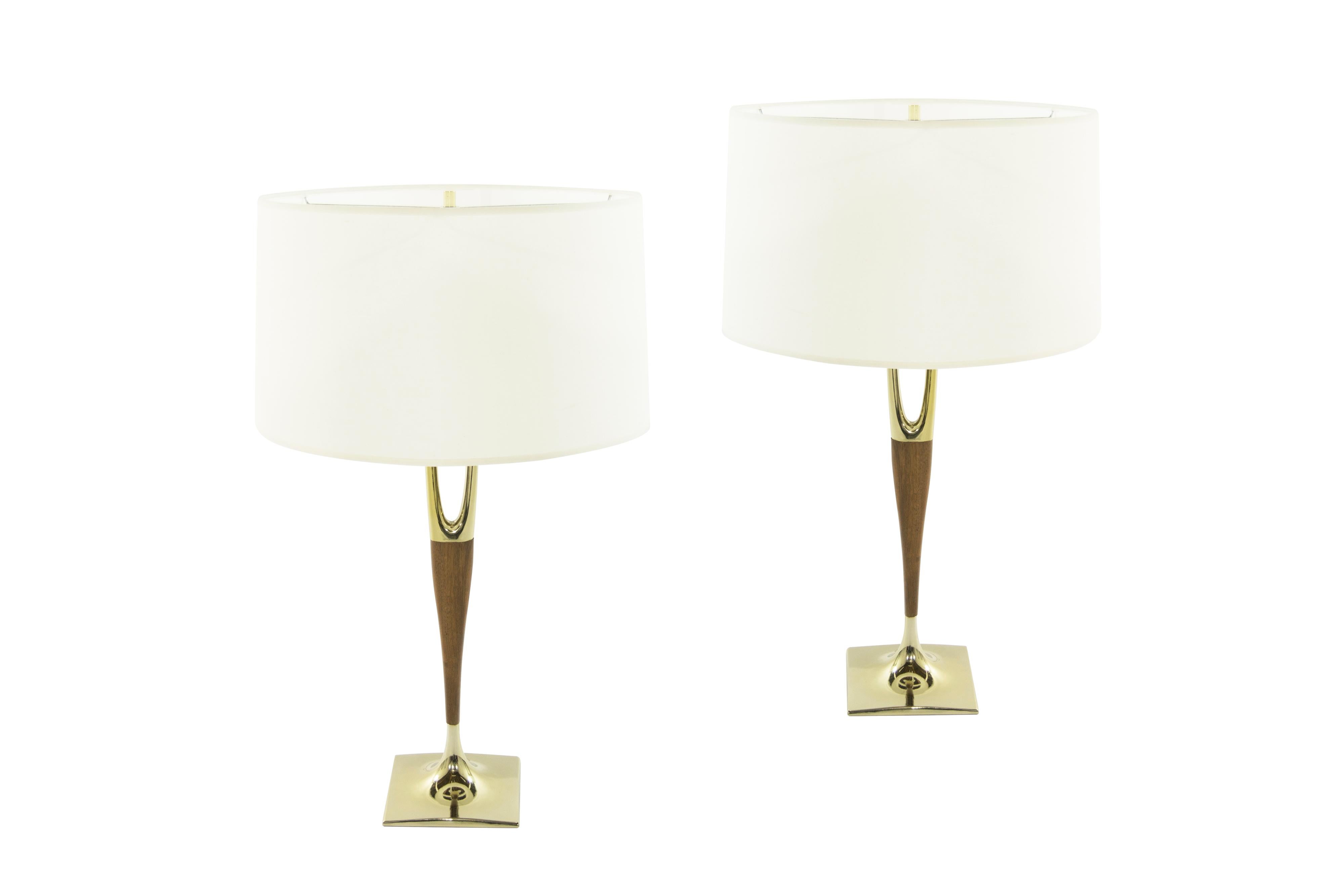 Mid-Century Modern Gerald Thurston for Laurel Lamp Company Wishbone Table Lamps