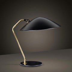 Gerald Thurston for Lightolier Accent Table Lamp in Gloss Black & Polished Brass