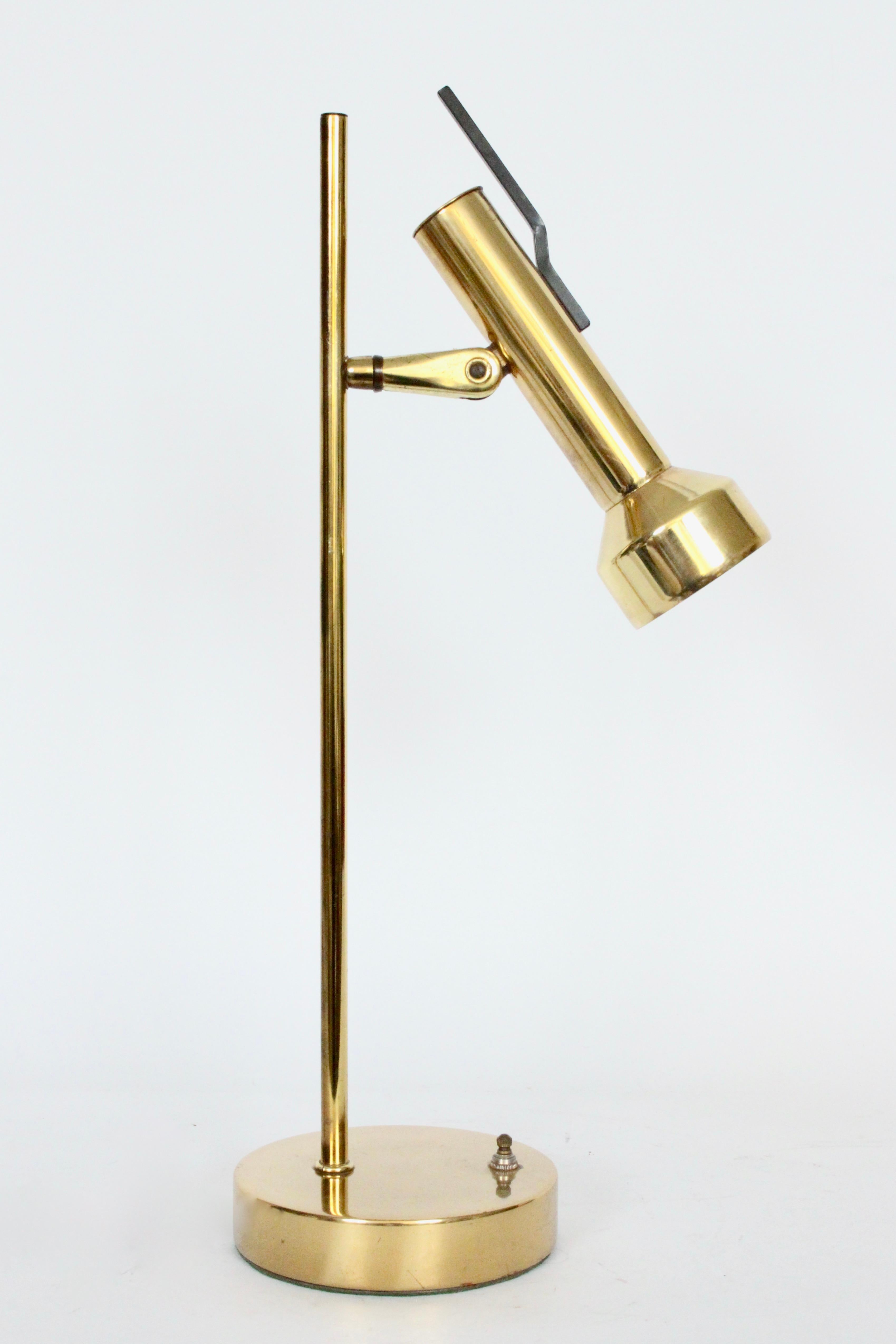 Gerald Thurston for Lightolier Style Adjustable Shaded Brass Desk Lamp, 1960s For Sale 8
