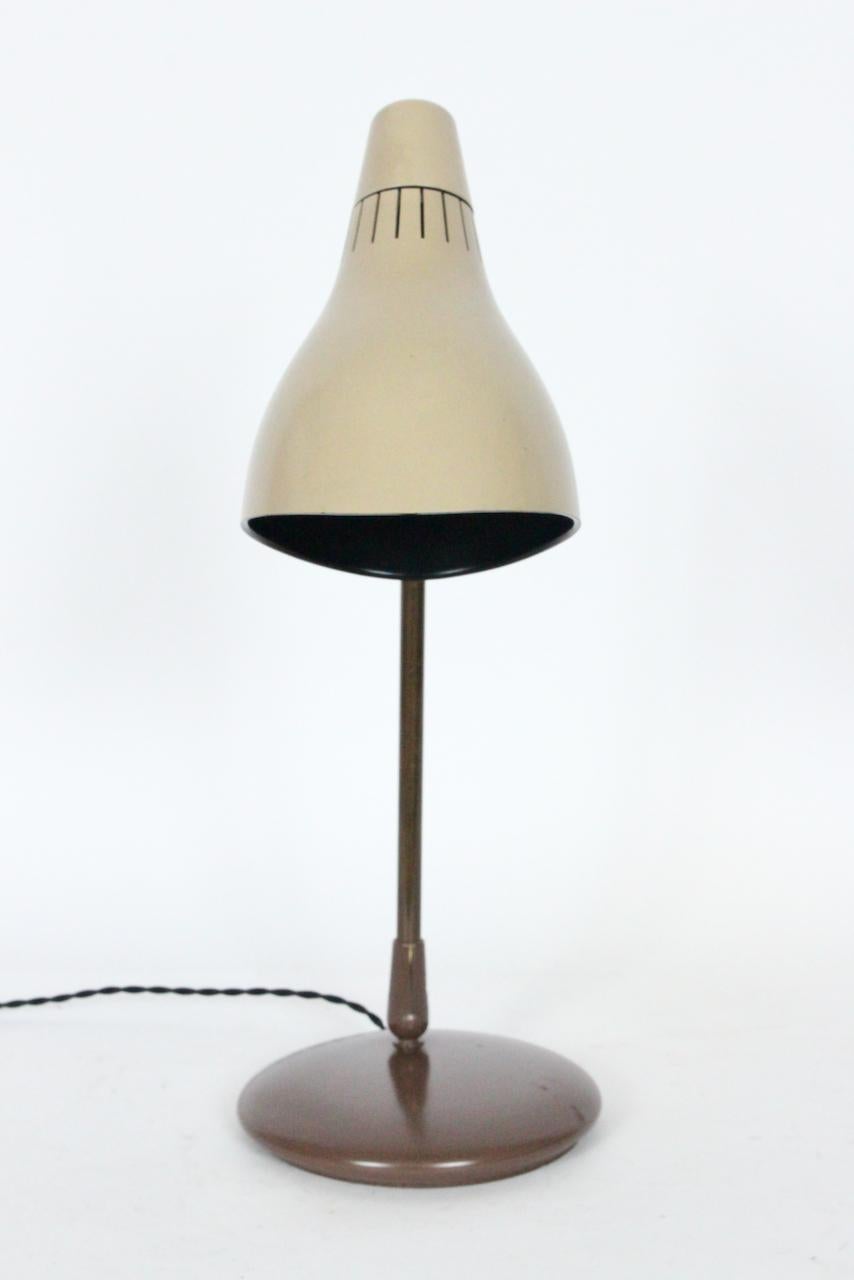 Mid-20th Century Gerald Thurston for Lightolier Adjustable Taupe Desk Lamp, 1950's For Sale