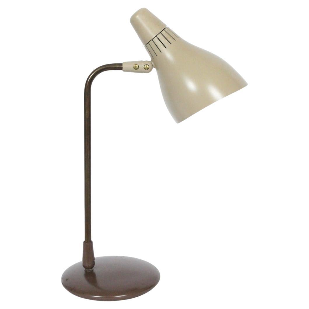 Lampe de bureau taupe réglable Gerald Thurston pour Lightolier, années 1950