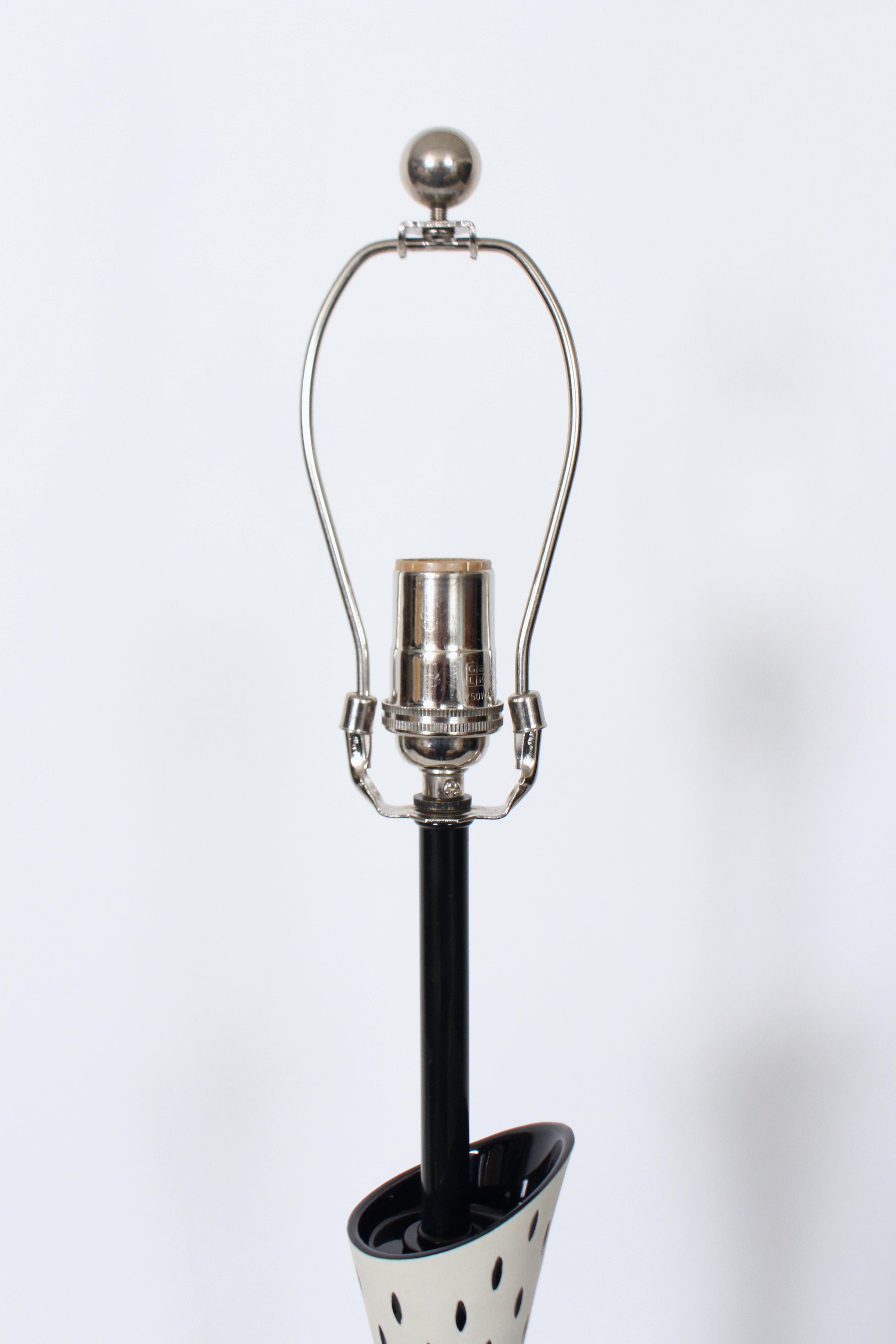 Gerald Thurston per Lightolier Lampada da tavolo in ceramica di Bisque ed Eliptical Black Gloss in vendita 6