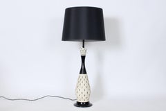 Gerald Thurston for Lightolier Bisque Pottery & Eliptical Black Gloss Table Lamp