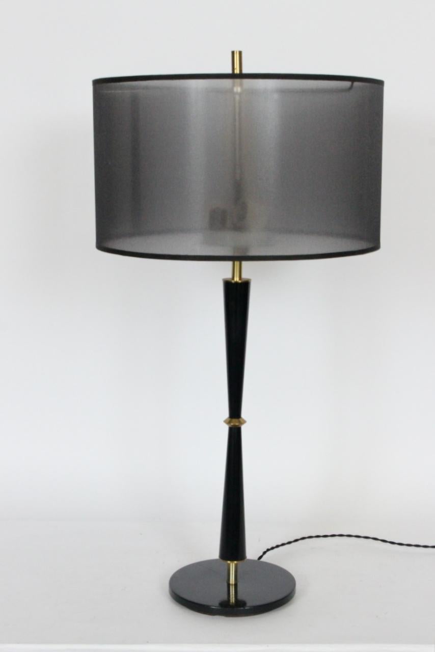 Gerald Thurston pour Lightolier - Lampe de bureau noire et en laiton en vente 11