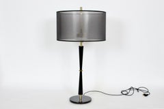 Gerald Thurston for Lightolier Slender Black Table Lamp with Brass details