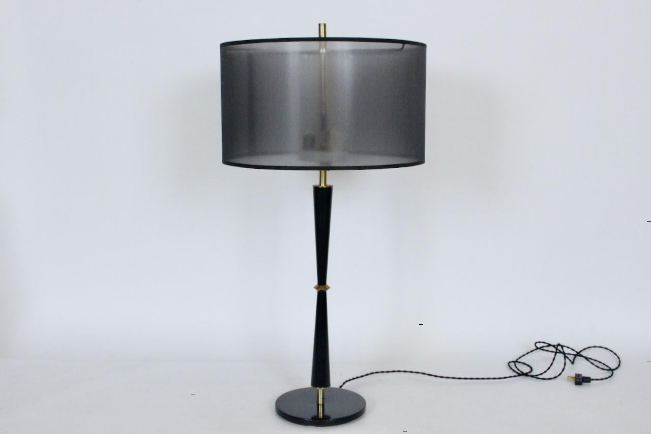 Gerald Thurston for Lightolier Black & Brass Table Lamp For Sale 11