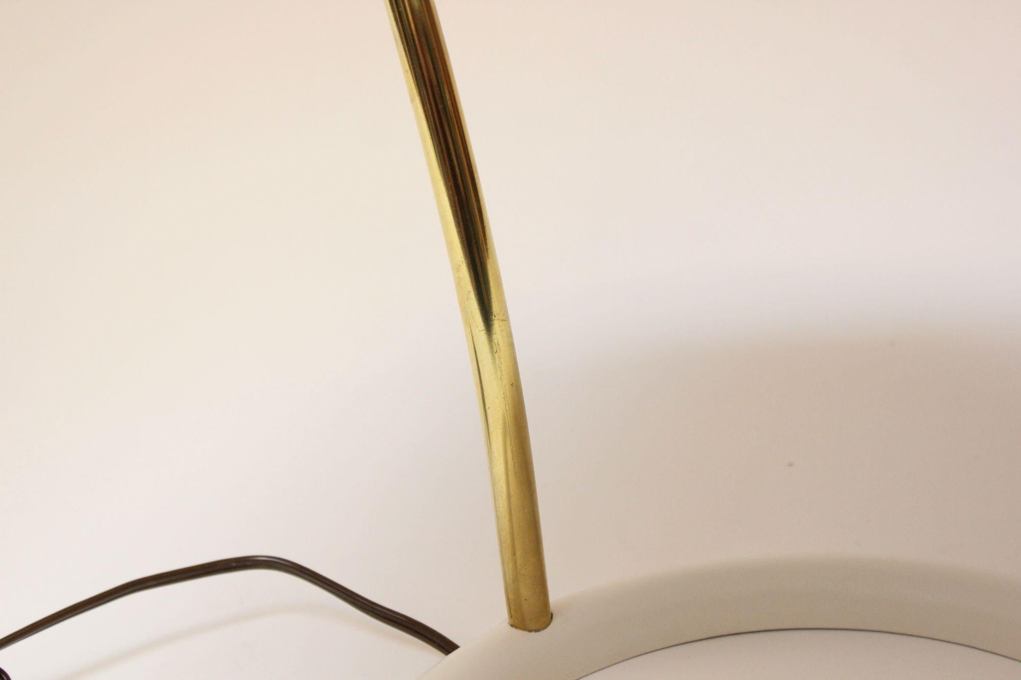 Gerald Thurston for Lightolier Brass and Metal Table Lamp with Crescent Base 4
