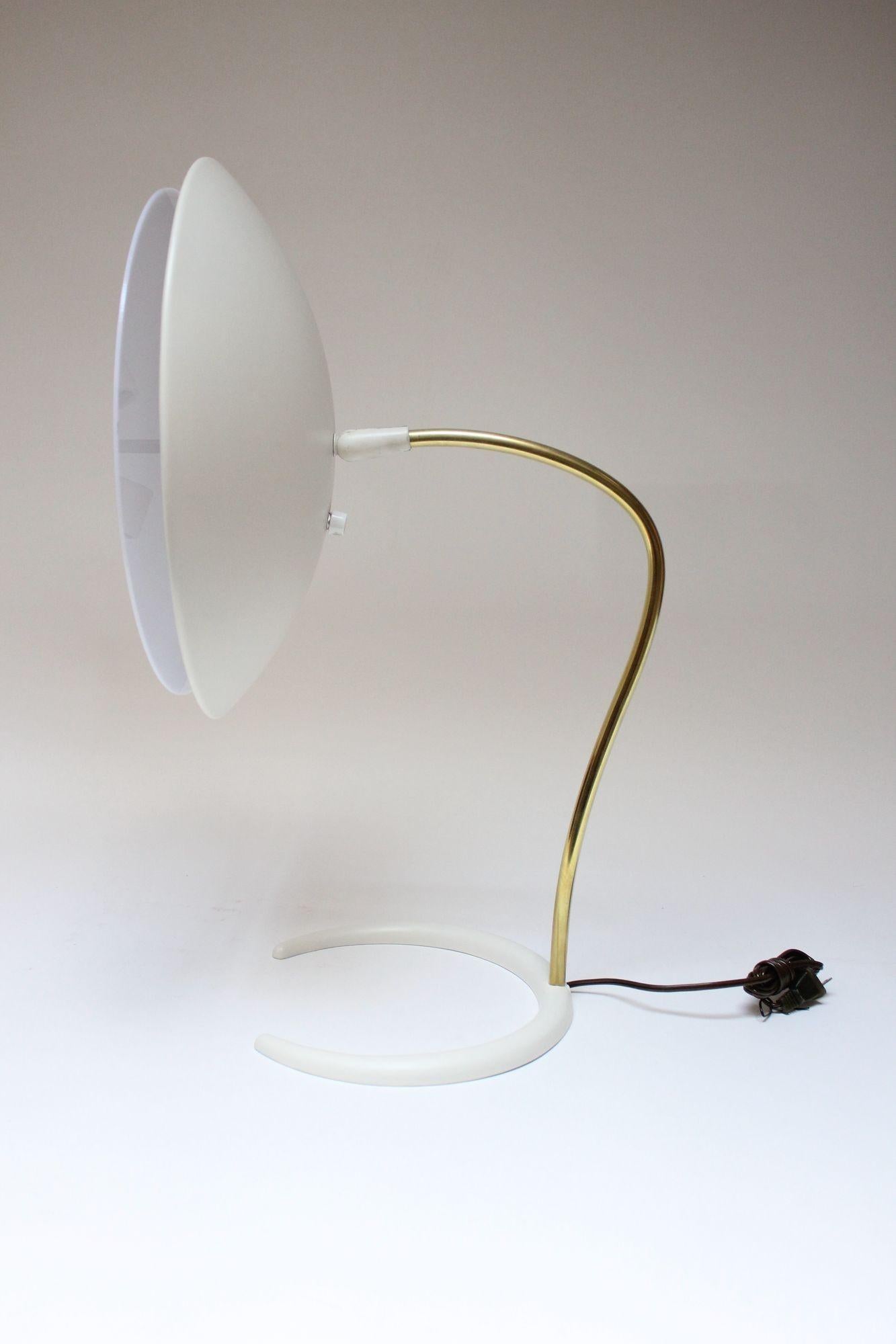 Gerald Thurston for Lightolier Brass and Metal Table Lamp with Crescent Base 11