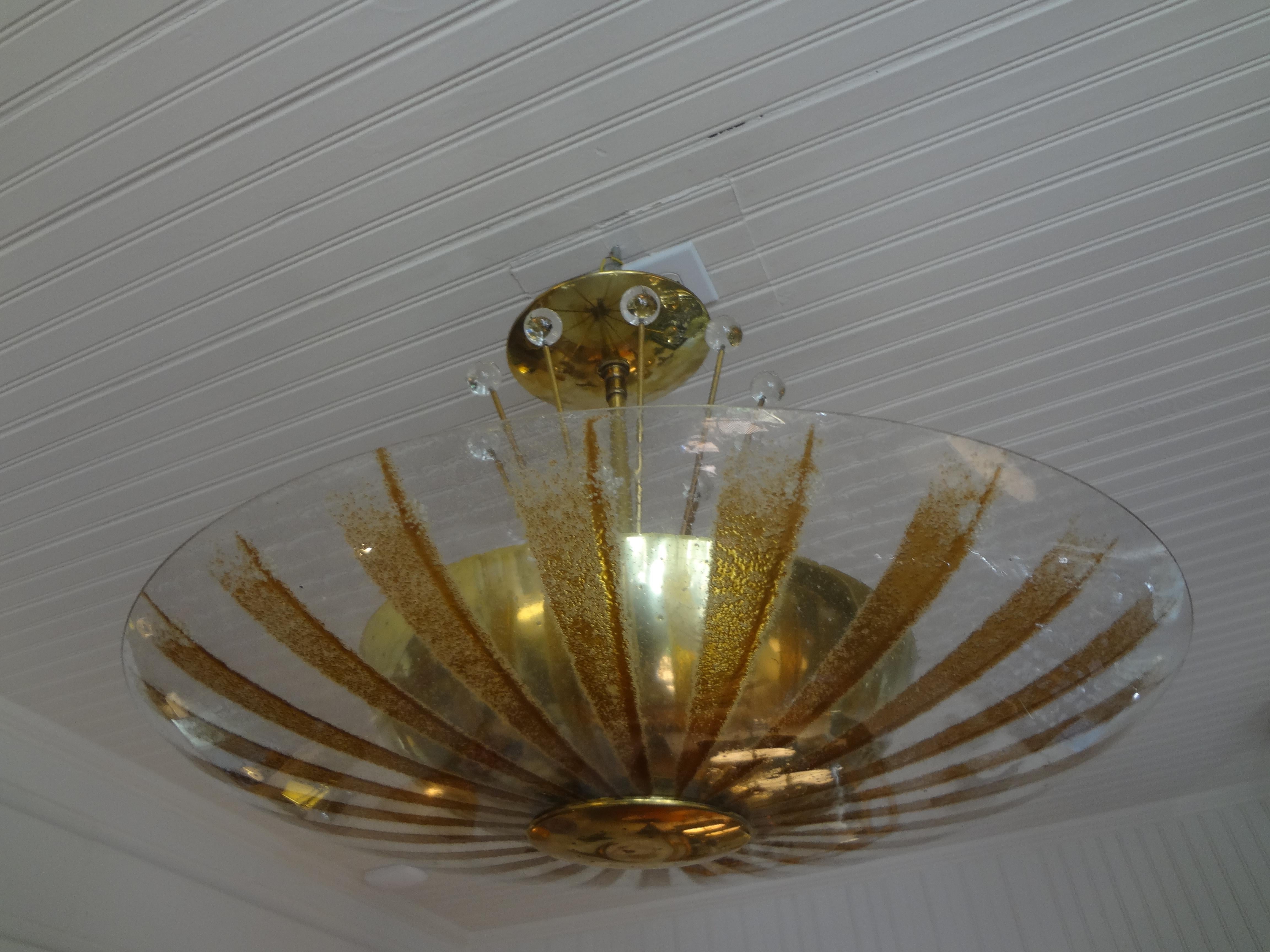 Gerald Thurston for Lightolier Brass, Glass and Crystal Chandelier 2