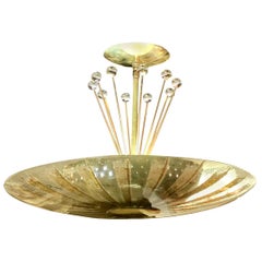 Gerald Thurston for Lightolier Brass, Glass and Crystal Chandelier